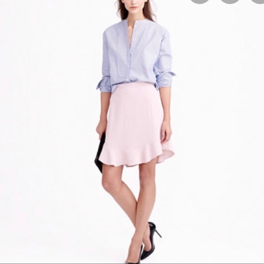 J Crew Blush Pink Swing Skirt In Drapey Twill